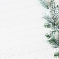 Christmas composition. Fir tree branches, red decorations on gray background, Flowers composition. White and purple flowers on marble background, Eucalyptus leaves, winter, top view. Christmas gift. photo