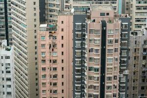 Hong Kong,March 26,2019-Panorama of skyscrapers of hong kong during a hazy day photo