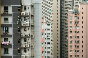 Hong Kong,March 26,2019-Panorama of skyscrapers of hong kong during a hazy day photo