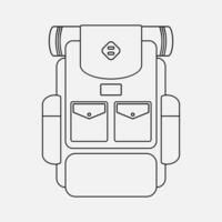Vector Camping backpack linear illustration