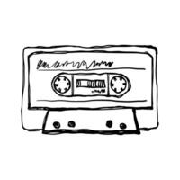 Hand drawn vector grunge old audio cassette