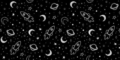 Sky seamless pattern with stars clouds sun and moon vector