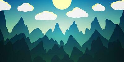 Landscape with dark blue silhouettes of mountains vector