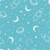 Sky seamless pattern with stars clouds sun and moon vector