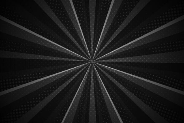 Dark black retro halftone background with stripes and dots