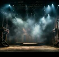 Stage style wood and iron background for your compositions AI generated photo