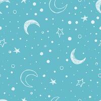 Sky seamless pattern with stars clouds sun and moon vector