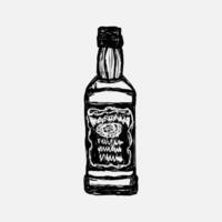 Hand drawn Vector grunge glass bottle of alcoholic beverages illustration