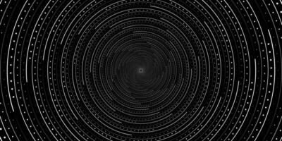 Abstract background with concentric circles in black and white colors. Radiating lines. Vector Illustration.