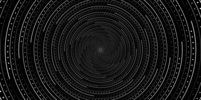 Abstract background with concentric circles in black and white colors. Radiating lines. Vector Illustration.