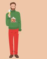 Man in ugly sweater vector