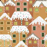 Gingerbread houses seamless pattern vector