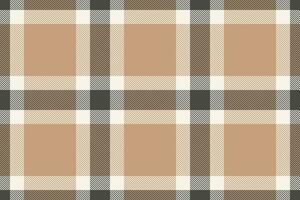 Plaid background, check seamless pattern in beige. Vector fabric texture for textile print, wrapping paper, gift card or wallpaper.