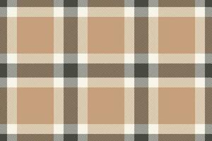 Plaid background, check seamless pattern in beige. Vector fabric texture for textile print, wrapping paper, gift card or wallpaper.