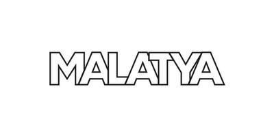 Malatya in the Turkey emblem. The design features a geometric style, vector illustration with bold typography in a modern font. The graphic slogan lettering.