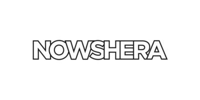 Nowshera in the Pakistan emblem. The design features a geometric style, vector illustration with bold typography in a modern font. The graphic slogan lettering.