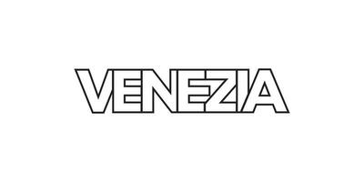 venezia en el italia emblema. el diseño caracteristicas un geométrico estilo, vector ilustración con negrita tipografía en un moderno fuente. el gráfico eslogan letras.