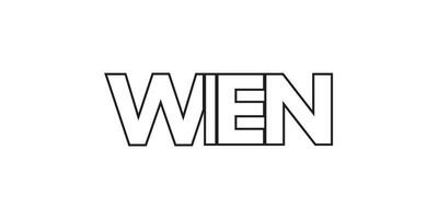 Vienna in the Austria emblem. The design features a geometric style, vector illustration with bold typography in a modern font. The graphic slogan lettering.