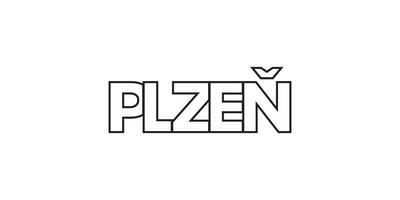 plzen en el checo emblema. el diseño caracteristicas un geométrico estilo, vector ilustración con negrita tipografía en un moderno fuente. el gráfico eslogan letras.