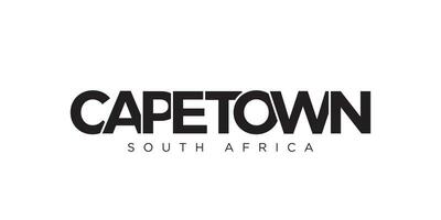 Cape Town in the South Africa emblem. The design features a geometric style, vector illustration with bold typography in a modern font. The graphic slogan lettering.