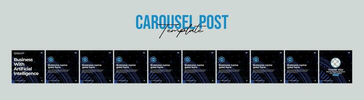 Set Of Carousel Post Template, Editable carousel post, social media carousel post for business vector