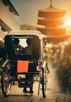 rickshaw in narrow street of yasaka shrine one of most popular traveling destination in kyoto japan photo