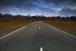 beautiful scenic of road in arthur's pass national park south island new zealand photo