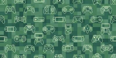 Video game controller background Gadgets and devices seamless pattern vector Pixel Art style