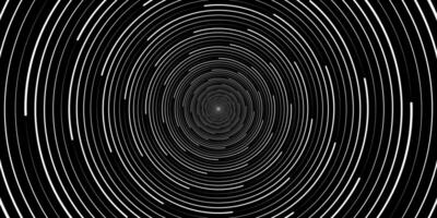 Abstract background with concentric circles in black and white colors. Radiating lines. Vector Illustration.