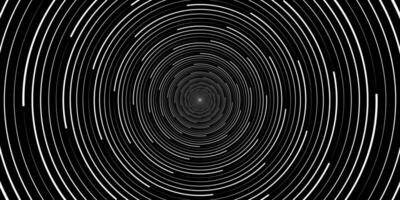 Abstract background with concentric circles in black and white colors. Radiating lines. Vector Illustration.