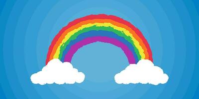 Grunge Rainbow with clouds vector illustration