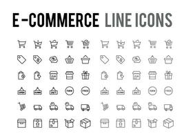 en línea compras vector línea icono - aplicación y móvil web sensible