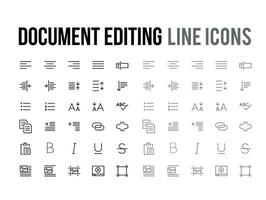 Document text editing vector line icon collection