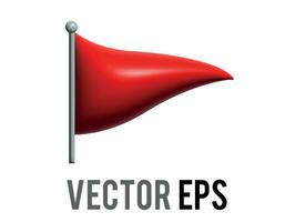 Vector isolated vector triangular gradient red flag 3D icon with silver pole