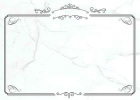 Classic white marble paper background with retro border vector