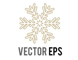 The golden outline winter snowflake icon vector