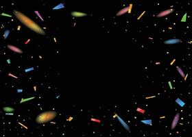 Black blank party template background with colorful rainbow confetti vector