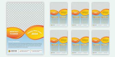 Modern 6 Pages Wall Calendar Design 2024 vector