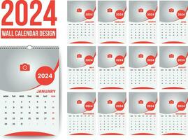 2024 wall calendar design template vector