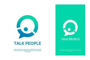 people with chat bubble logo design template vector