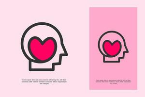 mono line people with love logo design template vector