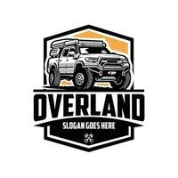 Overland Double Cabin Offroad Truck Emblem Logo Vector Art Isolated