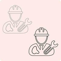 Electrician man icon with tools vector line art eps