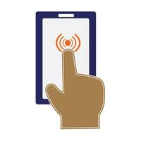 Smart Mobile phone with hand vector icon eps