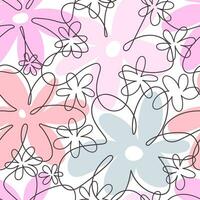 seamless pattern with cartoon flowers. colorful vector, hand drawing. design for fabric, print, textile, wrapper vector