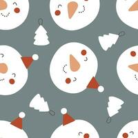 holiday seamless pattern with snowman, decorative elements. Colorful vector, flat style. hand drawing. design for fabric, print, wrapper vector