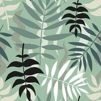 Seamless tropical pattern with leaves. Colorful vector, flat style. Jungle summer design for fabric, print, textile, wrapper. vector