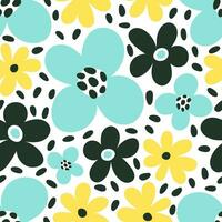 seamless pattern with cartoon flowers. colorful vector, hand drawing. design for fabric, print, textile, wrapper vector