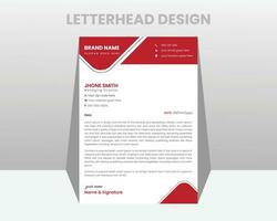 Modern corporate red letterhead design in vector. vector