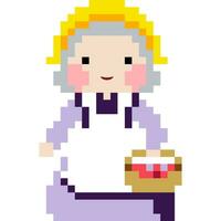 Grandmother cartoon icon in pixel style vector